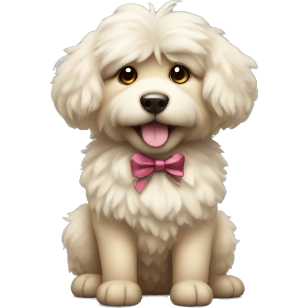 Fluffy dog with bow emoji