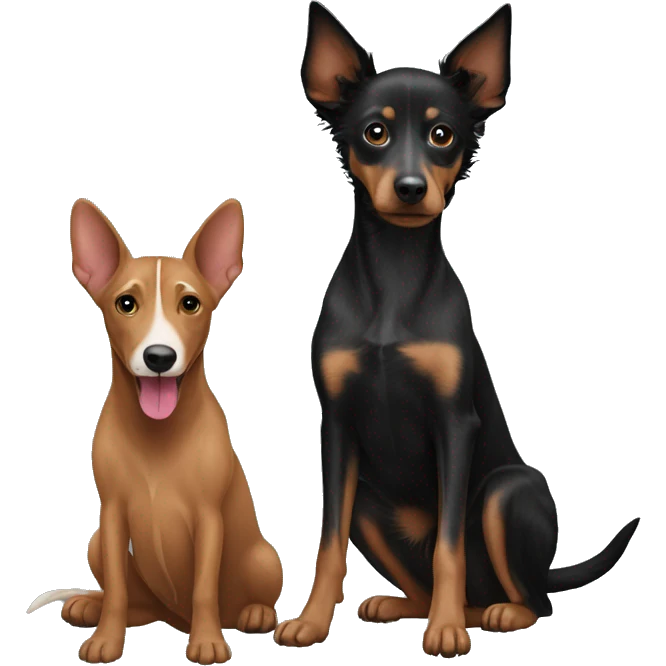 Black yorshire dog and  brown podenco dog emoji