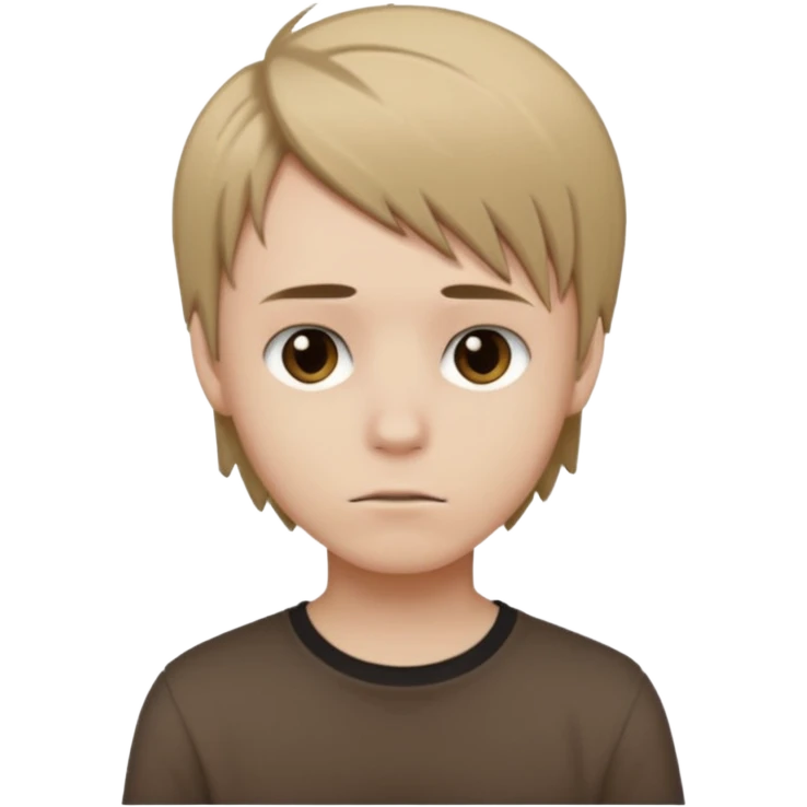 boy with dark blonde hair emo, shirt color brown emoji