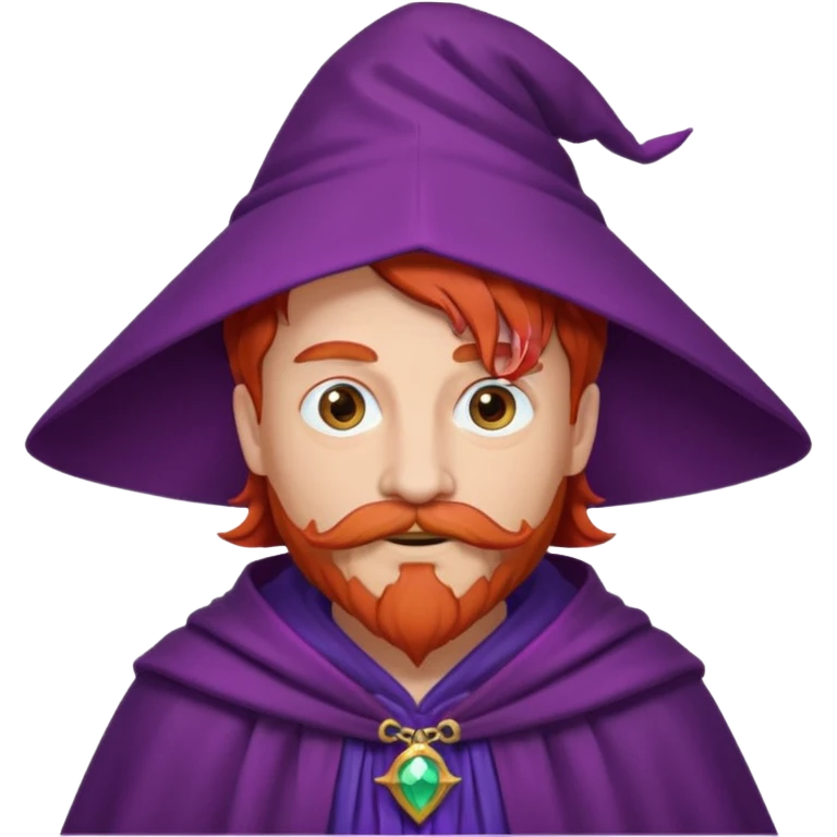 red haired wizard with mustache, purple cloack emoji