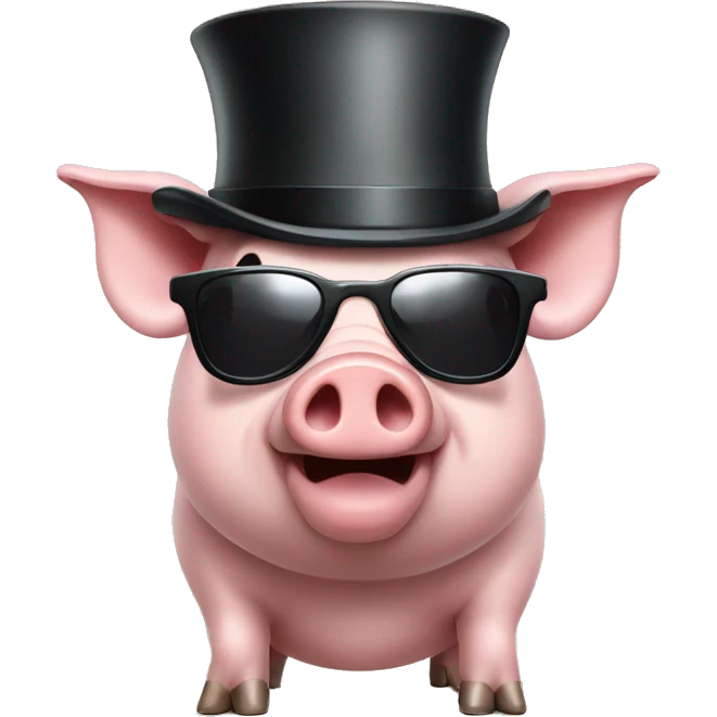 pig with sunglasses wearing a top hat emoji