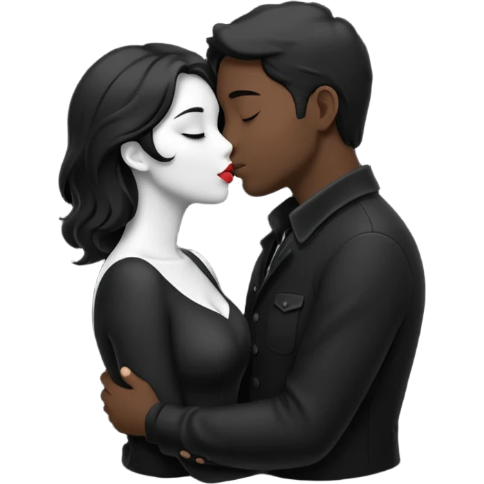 Kiss in black colour emoji