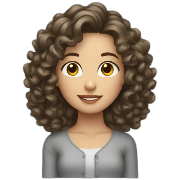 white brunnette girl with curly hair emoji