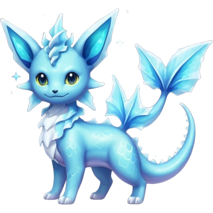 Shiny Nebulae Delcatty-Lumineon-Vaporeon-Amaura-Dragonair-Fakémon-hybrid-creature (full body)  emoji