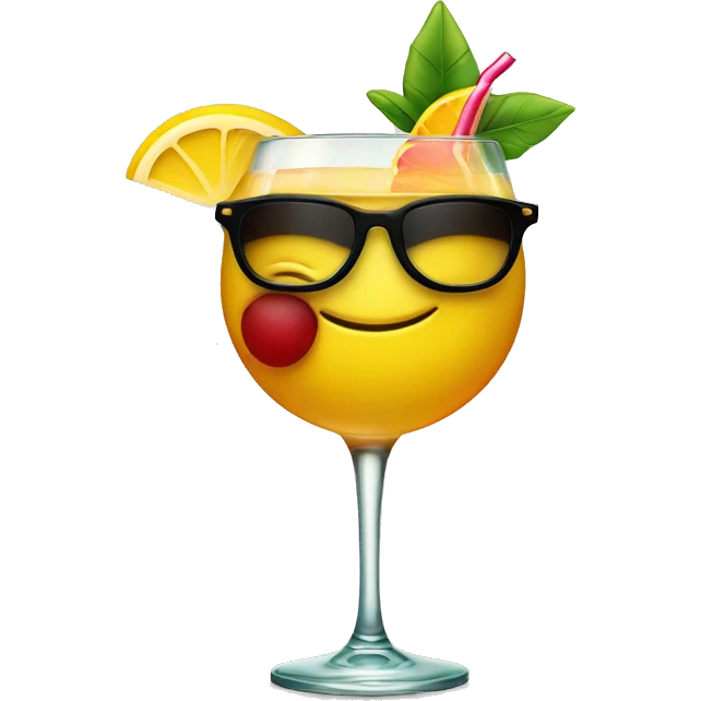 Smiley with sunglasses and a cocktail in his hand  emoji
