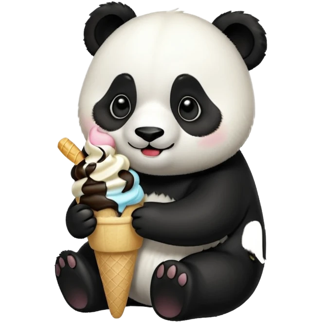 Panda eating ice cream emoji