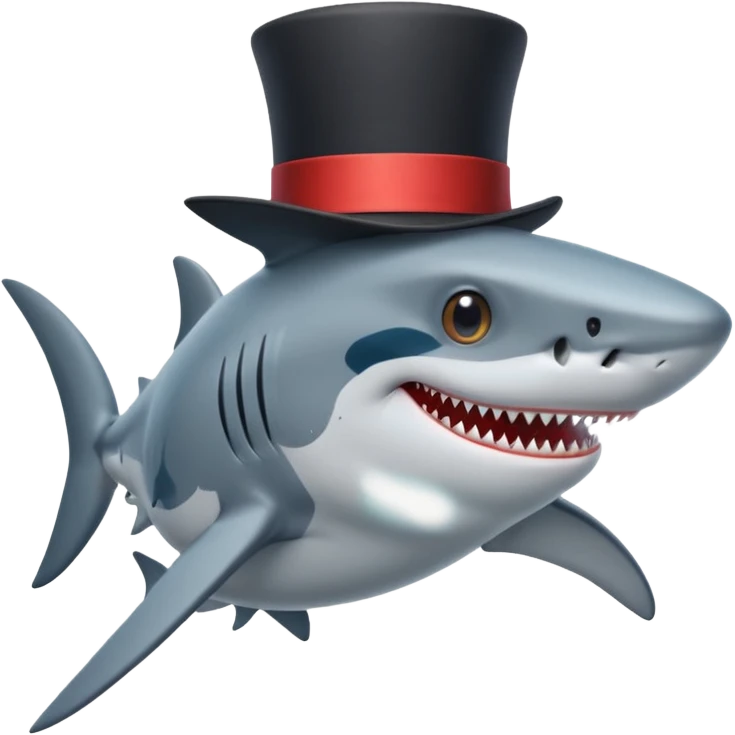 Shark with a top hat emoji