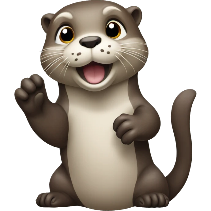 Otter raising its right paw emoji