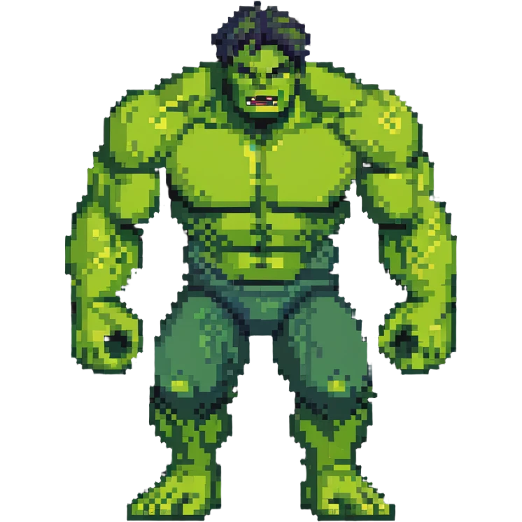Bruce Banner to Hulk transformation, arcade game style animation frames emoji
