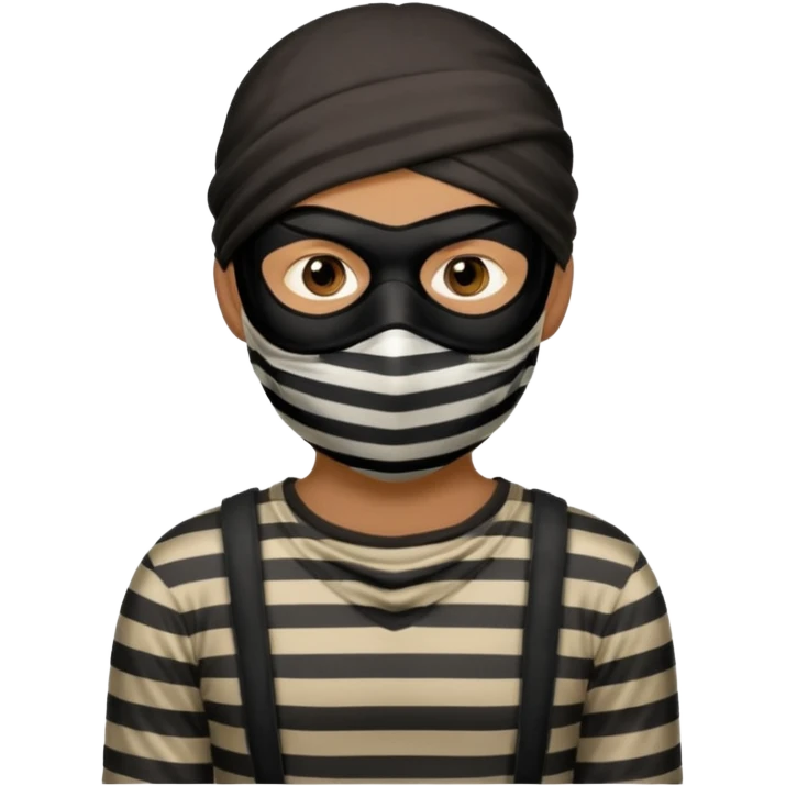 thief, with stripped shirt, facemask, thief mask. emoji