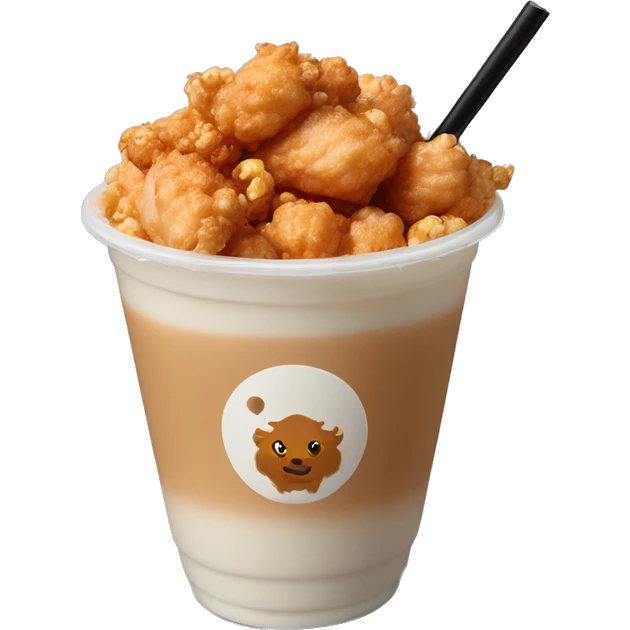 Buffalo popcorn chicken and boba milk tea  emoji