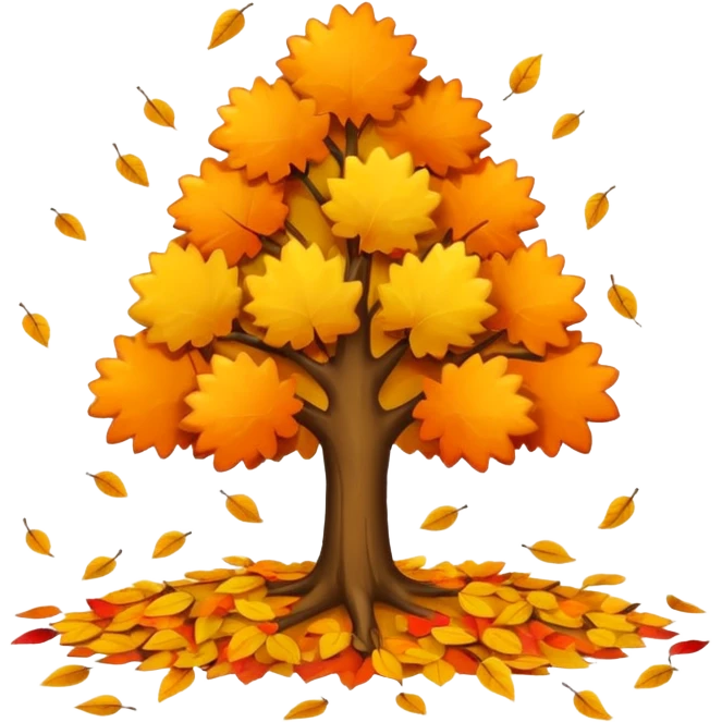 autumn tree with leaves falling  emoji