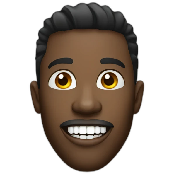 a black guy with a diamond mouth grill, shining and sparkling emoji