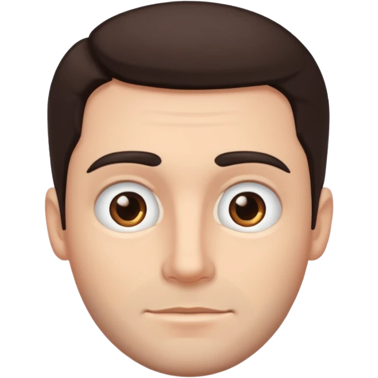 White guy, no beard, dark brown hair and eyes emoji