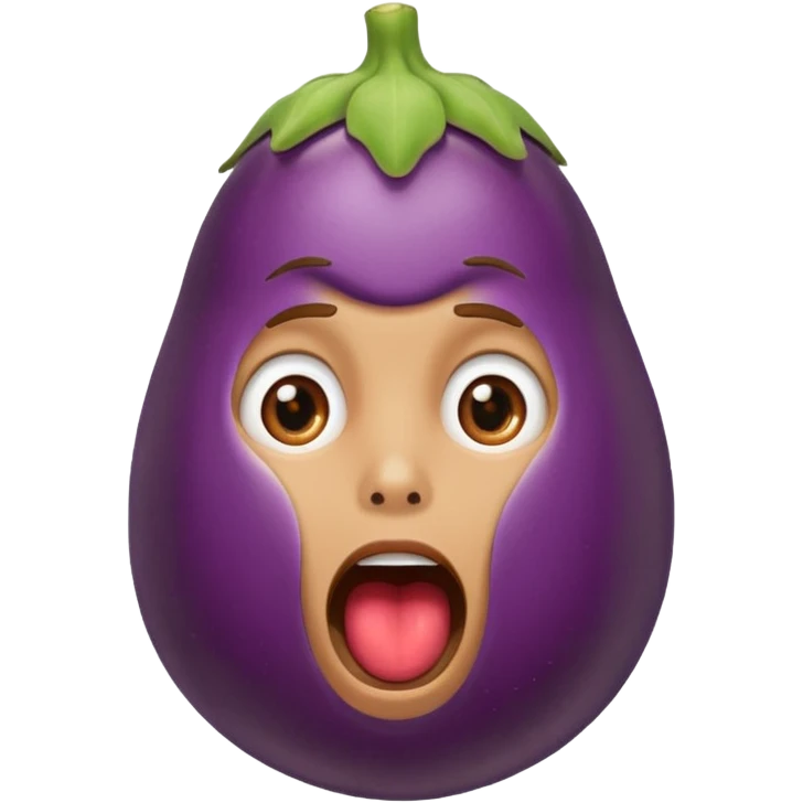 Shocked face with eggplant in mouth  emoji
