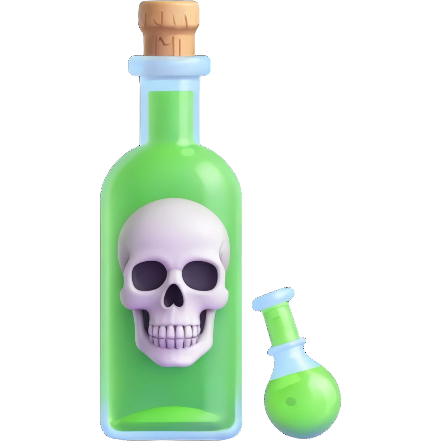 bubbling green poison vial with skull label emoji