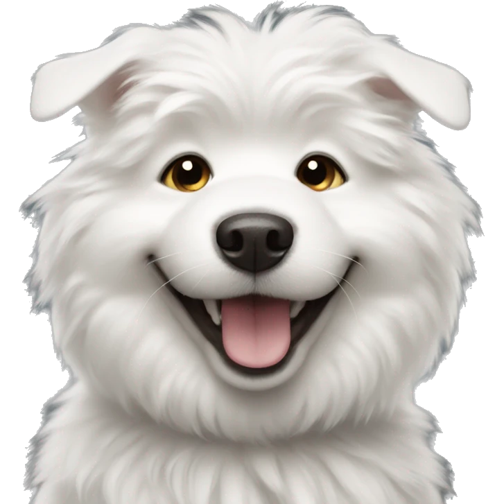 white fluffy dog smileing  emoji