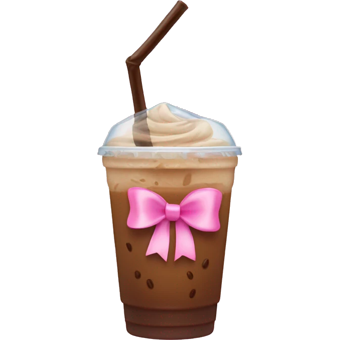 Iced coffee with pink bow emoji