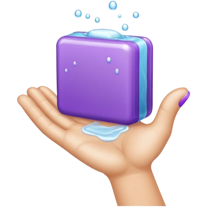 purple four finger hand with soap emoji