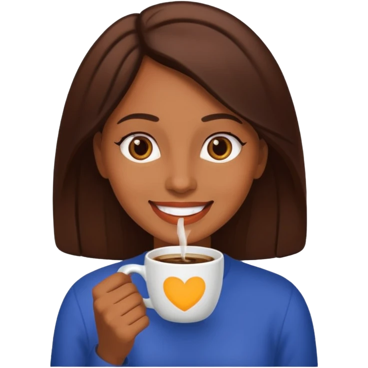 Mulher morena tomando café  emoji