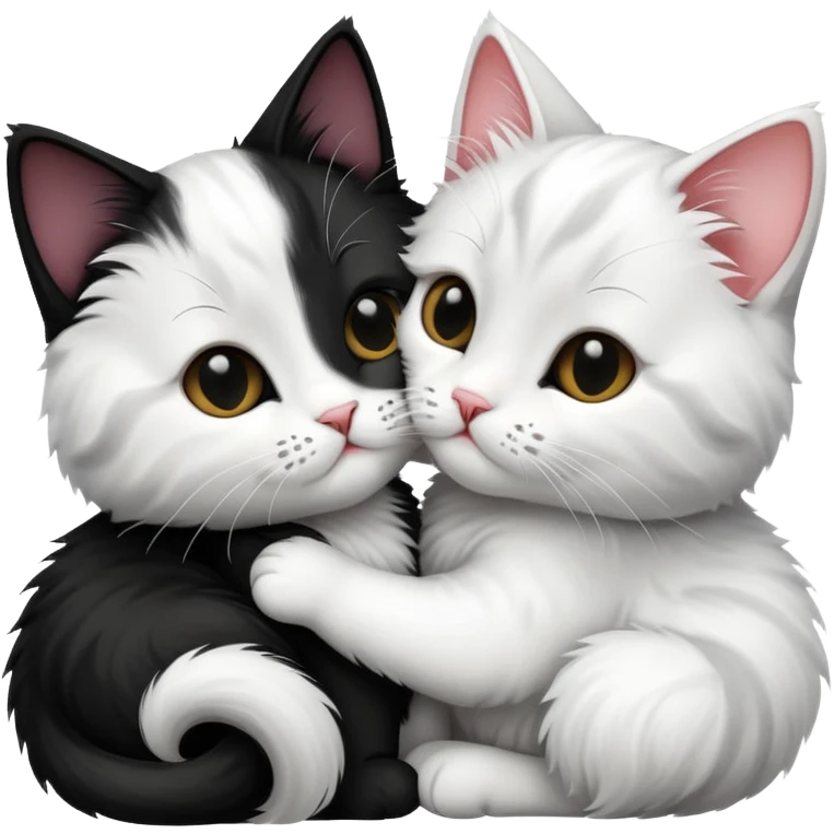 White and black cats are kissing  emoji