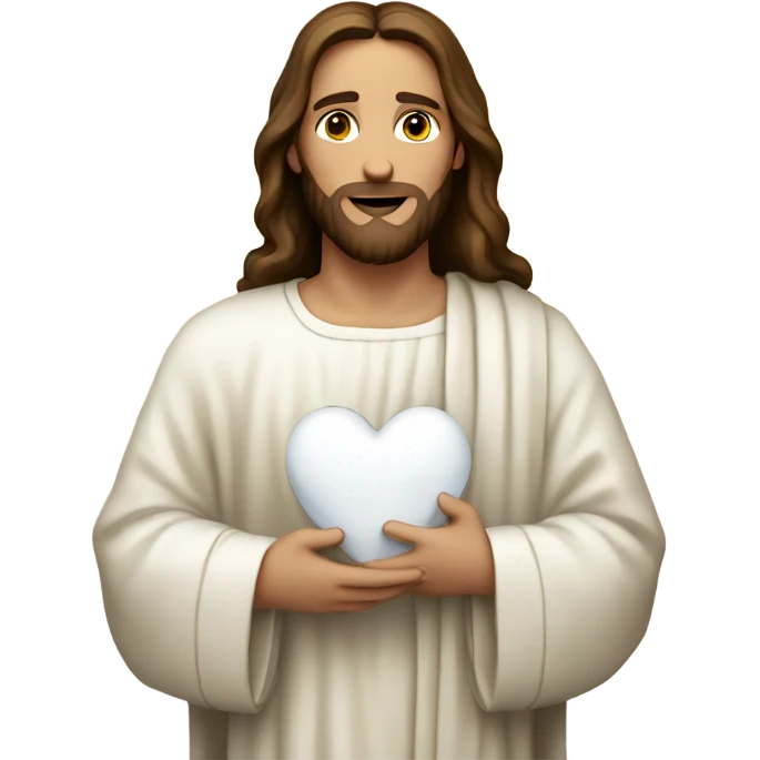 Jesus holding a white heart  emoji