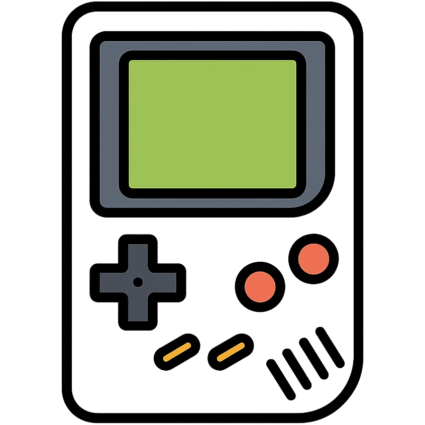 classic Gameboy as color icon, focus on buttons and screen, clean outlined style emoji