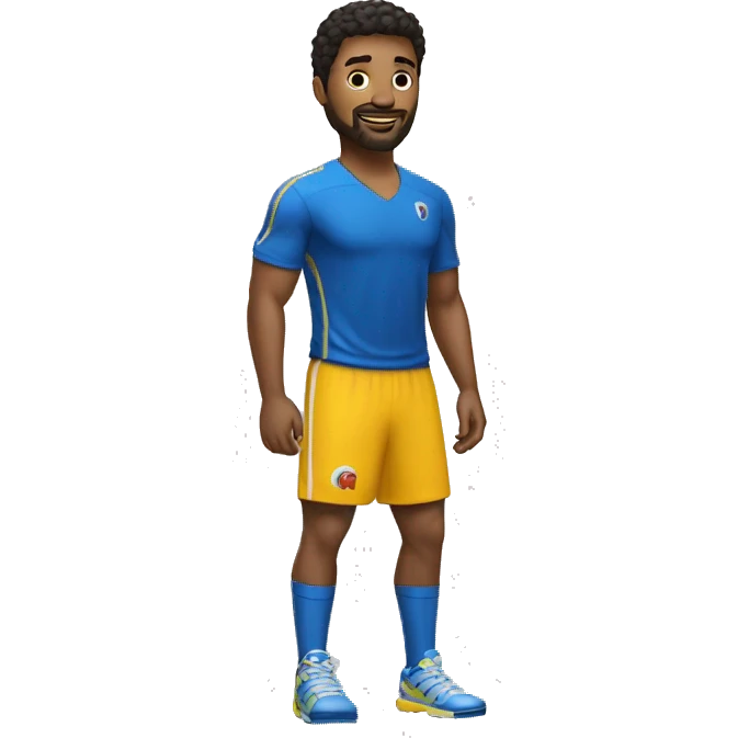 Crie um emojis de um personagem moreno com cavanhaque vestido de esporte fino emoji