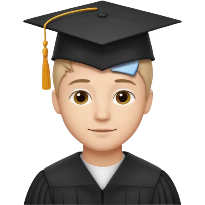 Graduated Students, Male, proudly, short hair, wearing graduation cap emoji
