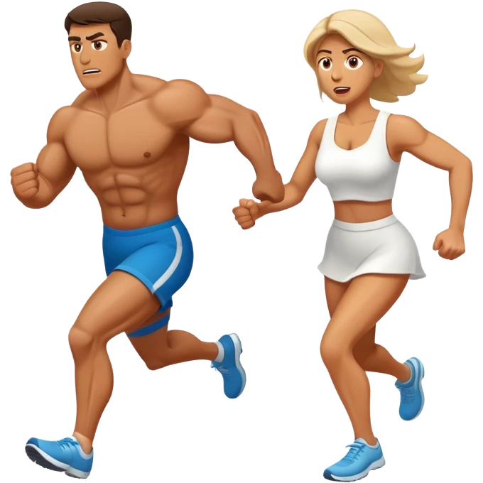 a muscular man afraid and running from his wife emoji
