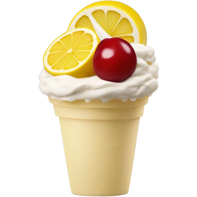 Gelato with cherry and lemon slices in it  emoji