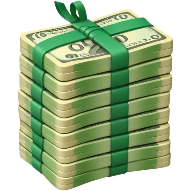 make a stack of candian dollars held togethher by rubber bands emoji