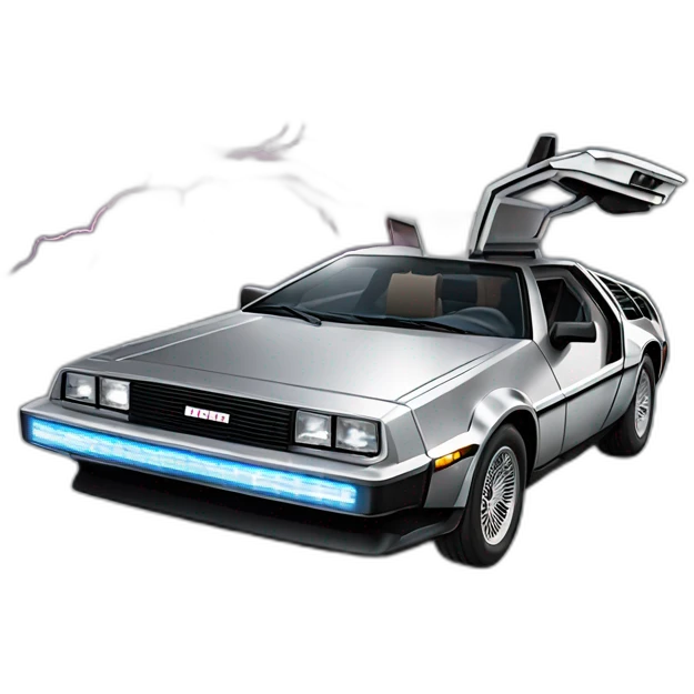 delorean with lightning emoji