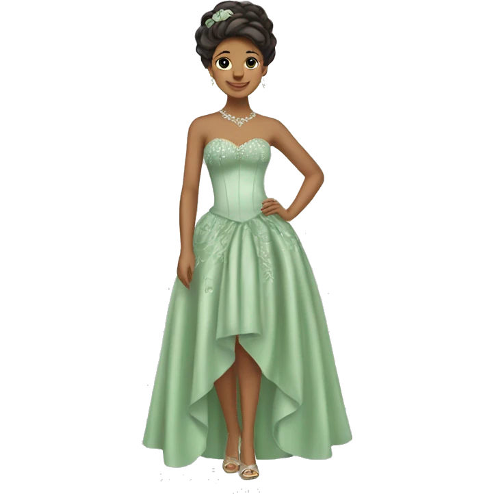 Quinceñera sage green dress emoji