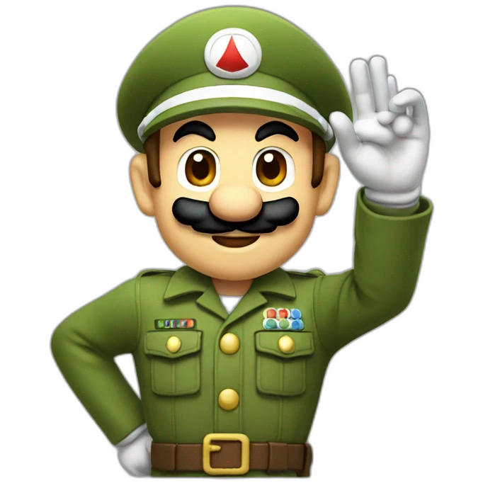mario doing a military salute emoji