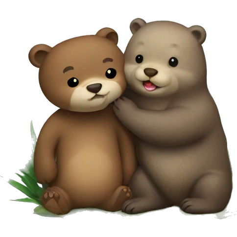 Otter and bear in love emoji