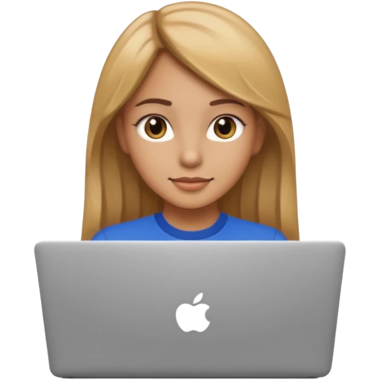 Pretty girl with medium long, light golden/brownish hair, Latina, with a laptop, AI-generated emoji. emoji