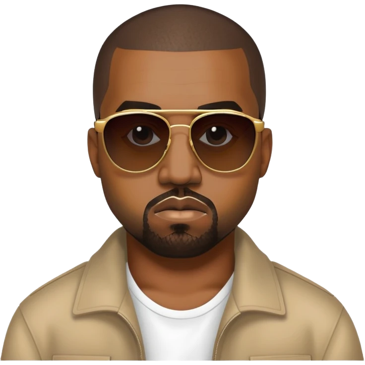 Kanye West with sunglasses and his signature look emoji