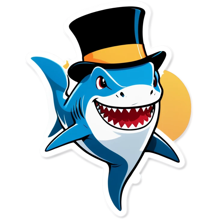 Shark with a top hat emoji
