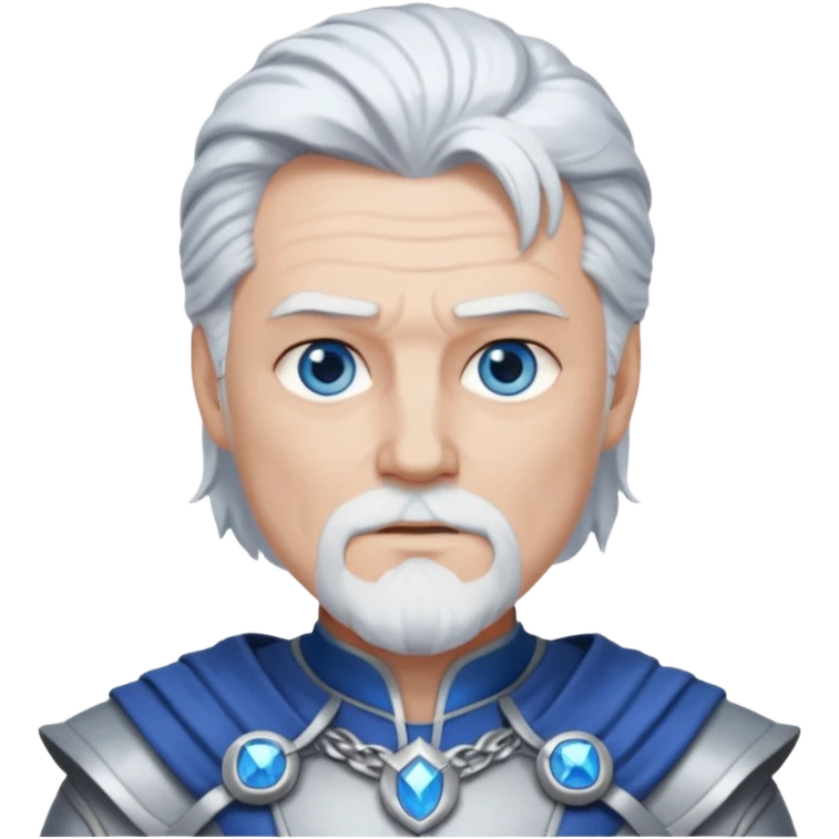 Odin with blue eyes, white hair, silver outfit emoji