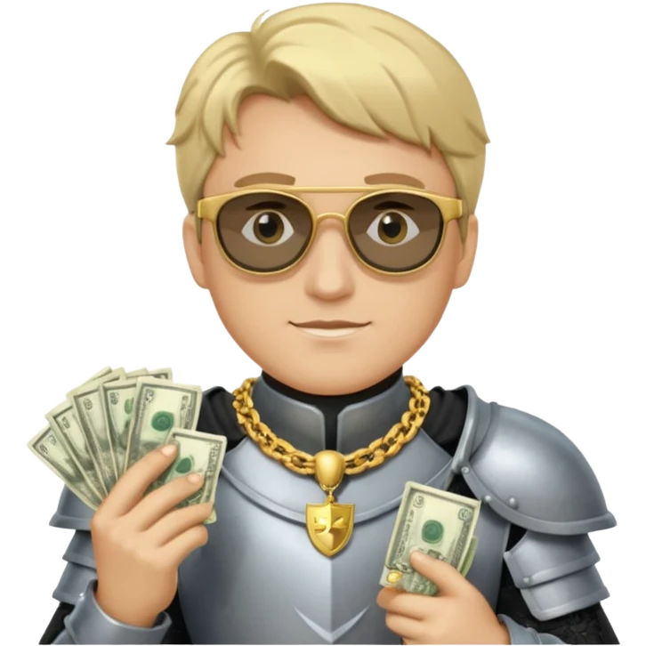 Knight with gold chain dark glasses money emoji