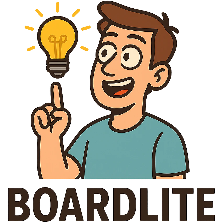 logo for an app called Boardlite, bold and simple, flat design, incorporates a light or illumination element, memorable and scalable emoji