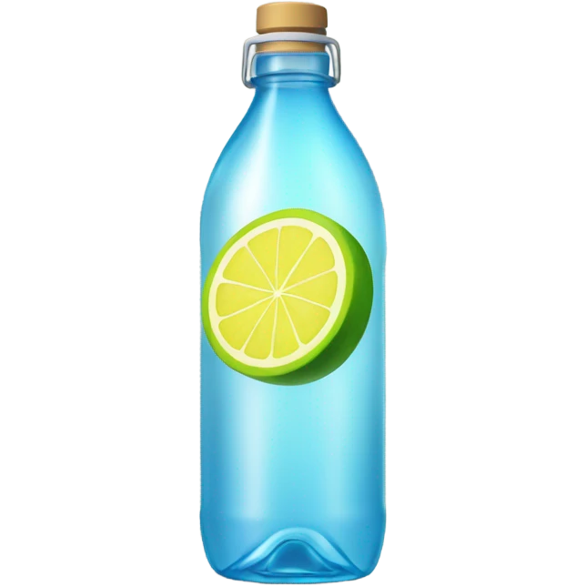Glass bottle of water with lemon and lime wheels emoji