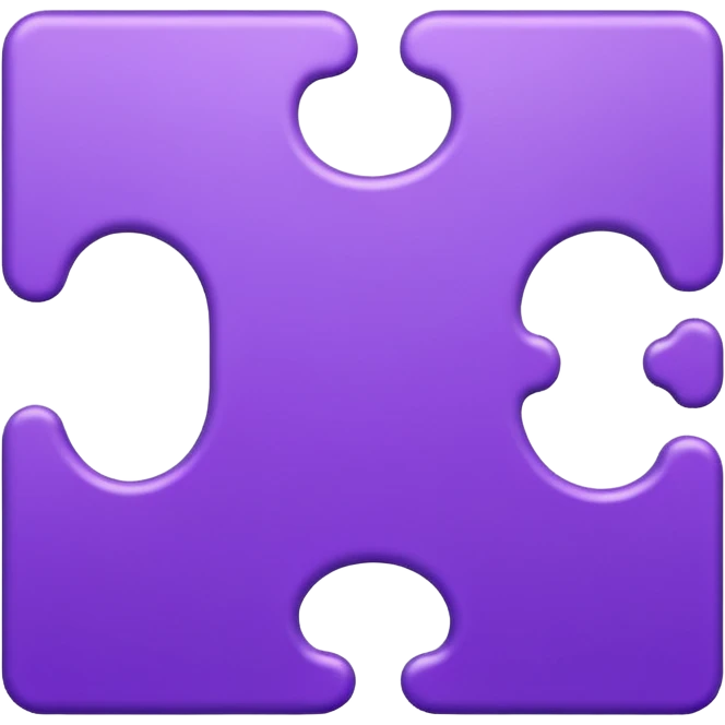 puzzle piece emoji, classic jigsaw shape, purple emoji