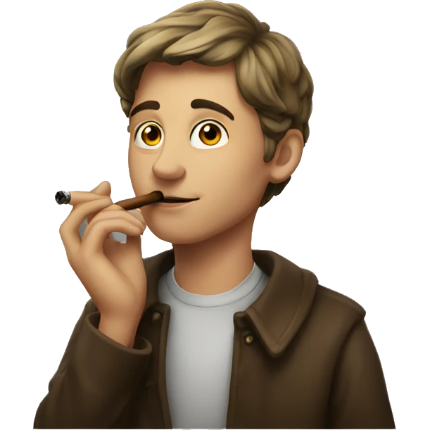 young man smoking a pipe emoji