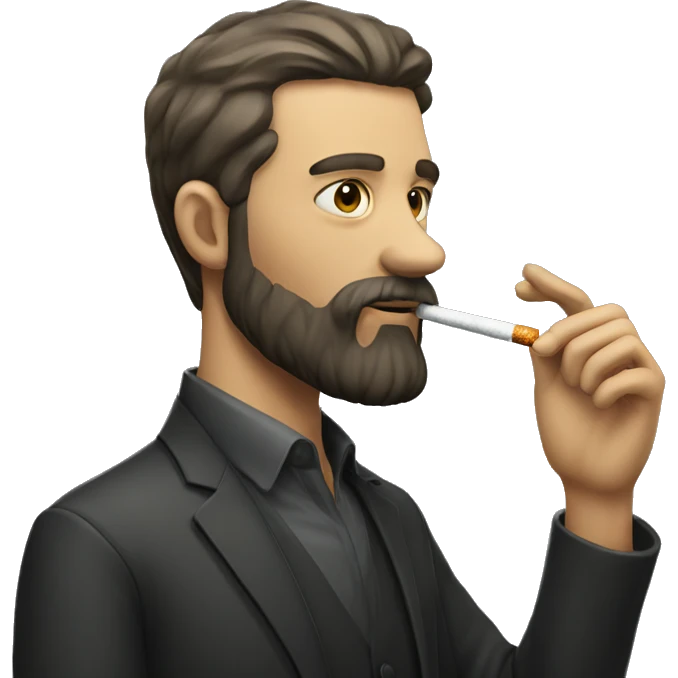 Man with beard smoking cigarette emoji
