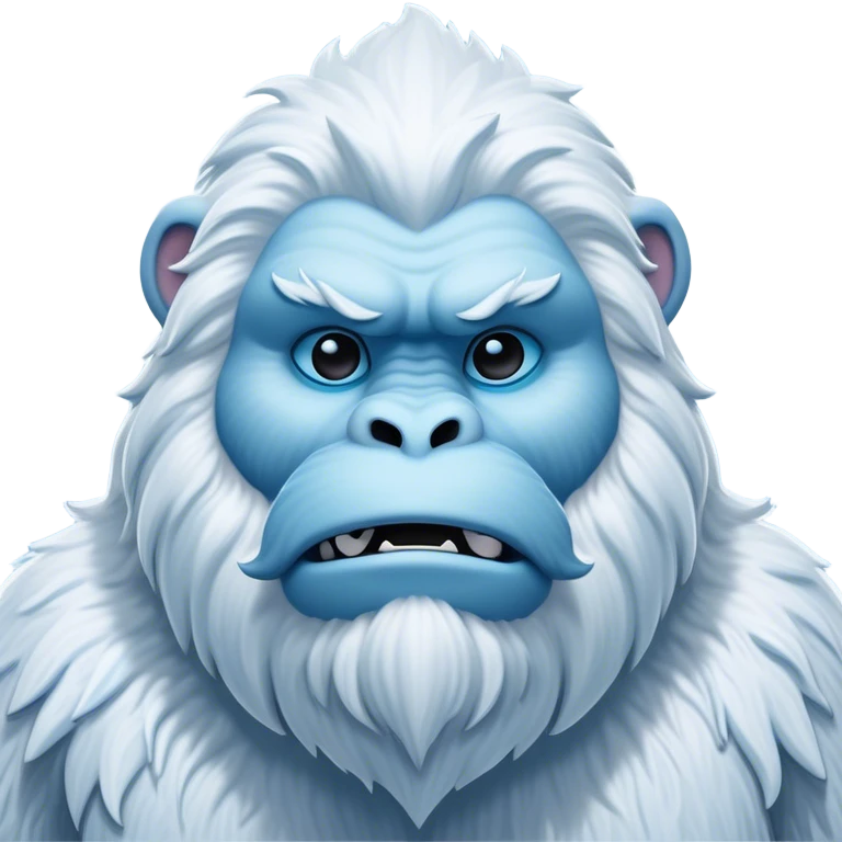Cinematic Noble Yeti Portrait Emoji, Grand and enigmatic, with a towering, snow-dusted figure in pristine whites and cool blues, exuding ancient, mystical wisdom and stoic majesty, simplified yet exquisitely detailed with frosty textures, glowing with a gentle, icy outline that captures the awe-inspiring presence of a guardian of the frozen wilds! emoji