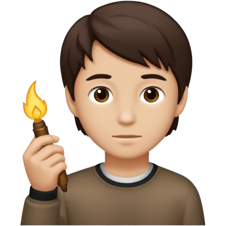 Dark brown hair, light brown skined and is a boy emoji