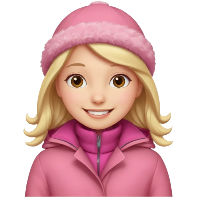 Girl wearing warm pink winter coat emoji