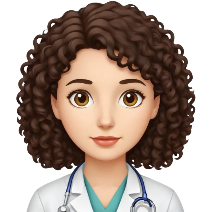 Woman veterinarian with medium length dark brown curly hair emoji